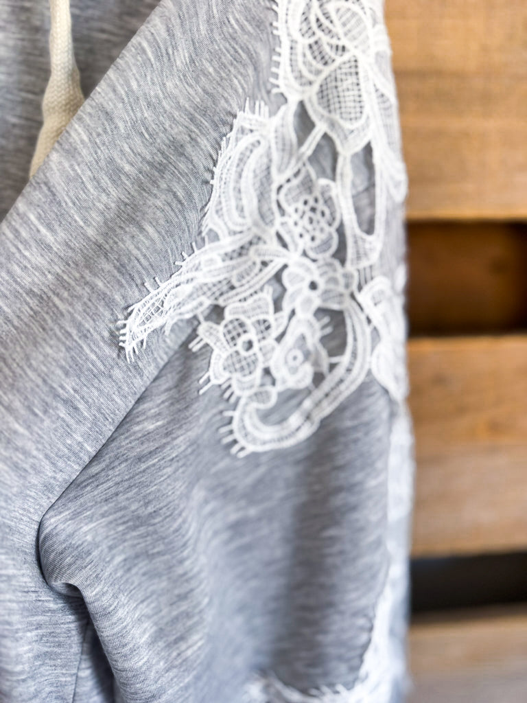 Lace Is Grace Oversized Hoodie - Gray