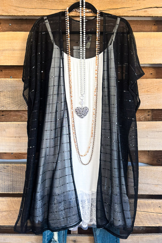 Run The Show Shine Kimono - Black