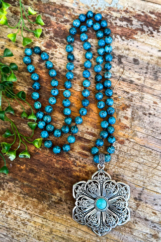 Heart Like A Leopard Necklace - Turquoise