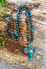 Signature Rhinestone Cross Necklace - Turquoise