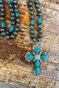 Signature Rhinestone Cross Necklace - Turquoise