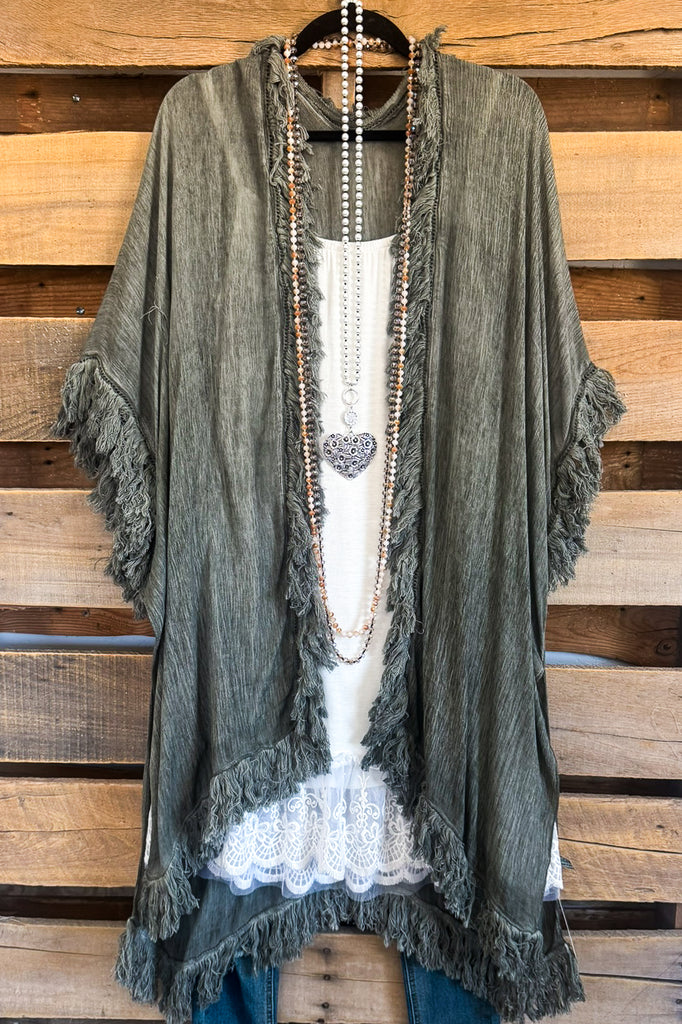 Sun Bleached Kimono - Olive - 100% Cotton