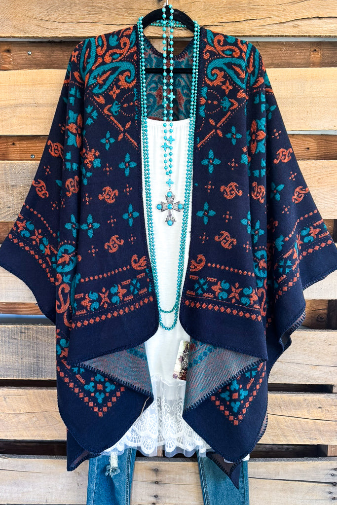 Dreaming Of The Day Poncho - Navy