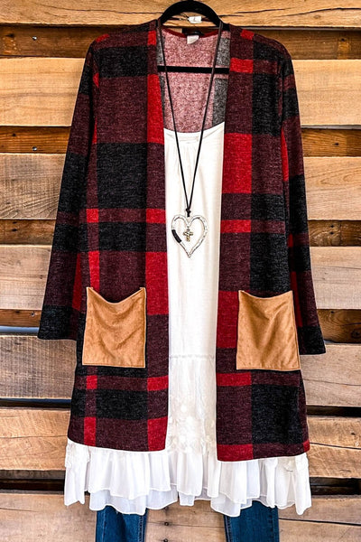 Remember When Cardigan -Black/Red - SALE