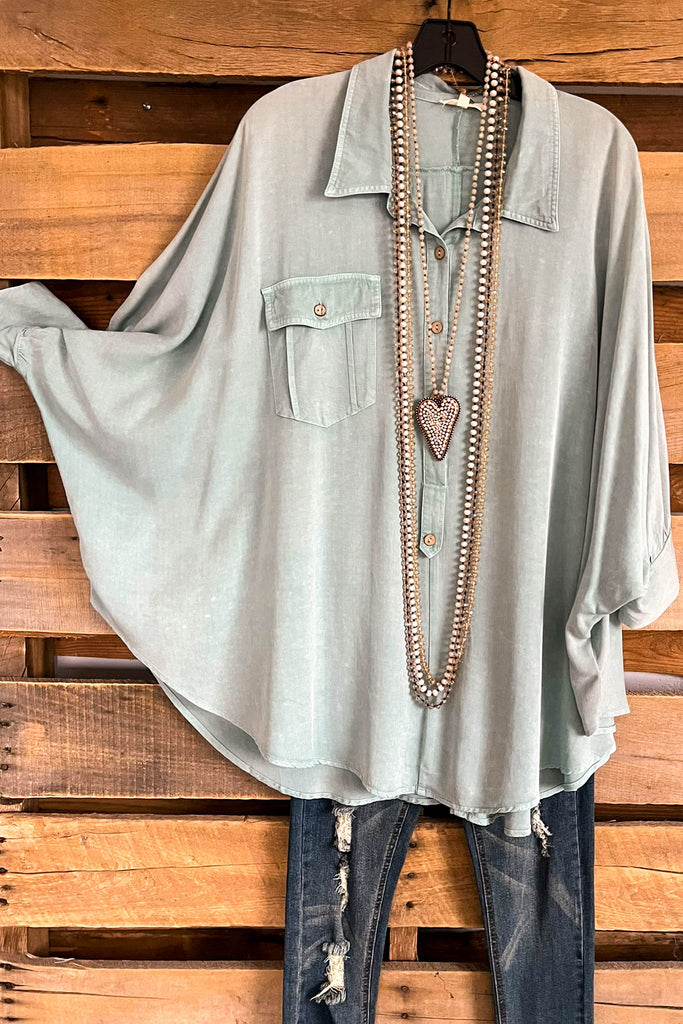 Cool Energy Oversized Top - Sage - SALE