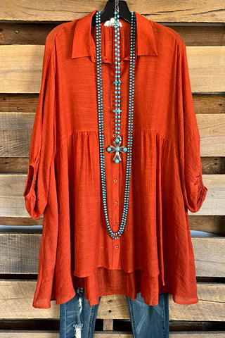 AHB EXCLUSIVE : The It Girl Oversized Loose Fitting Tunic - Rust