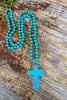 Tiger Skin Turquoise Cross Necklace - Turquoise