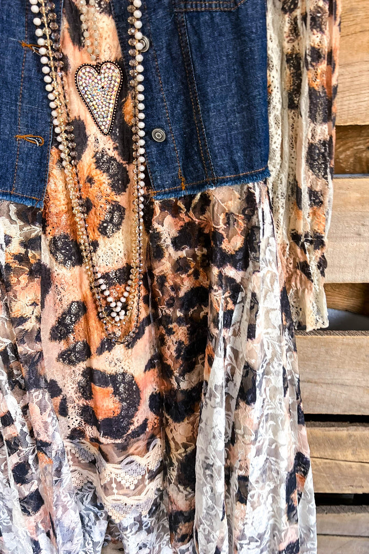 AHB EXCLUSIVE: All The While Oversized Vest - Denim/Leopard - 100% COTTON