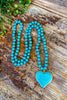 Turquoise Stone Heart Necklace - Turquoise