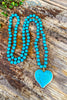 Turquoise Stone Heart Necklace - Turquoise