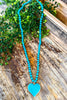 Turquoise Stone Heart Necklace - Turquoise