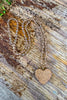 Rhinestone Heart Pearl Necklace - Gold