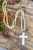 Tiger Skin Ivory Cross Necklace - Ivory