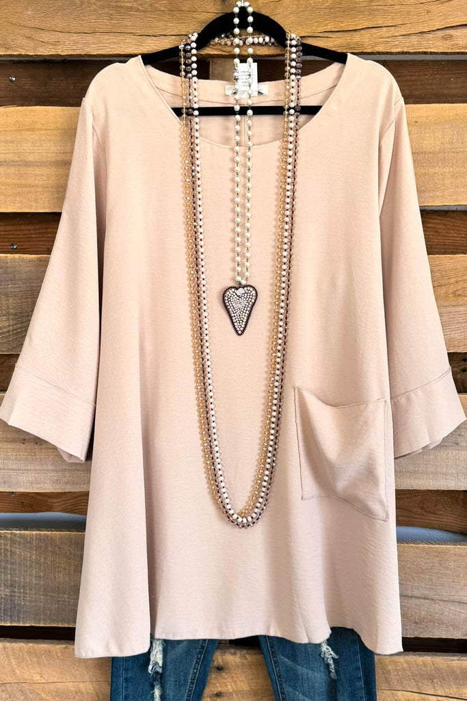 Longing For Love OVERSIZED Tunic - Beige