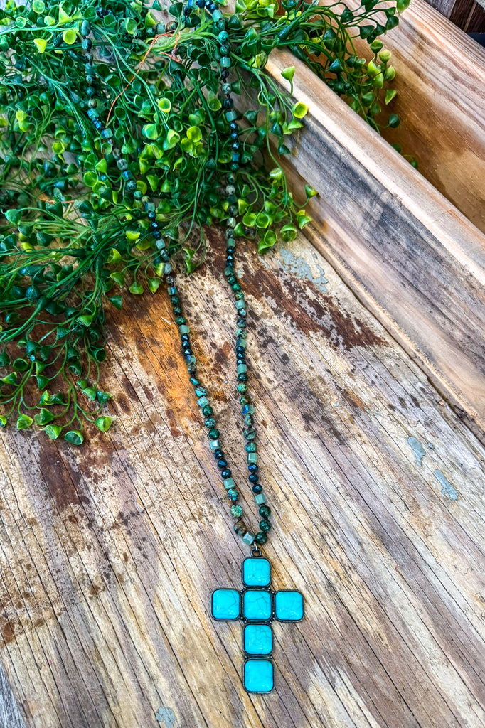 Embrace The Love Cross Necklace -  Green