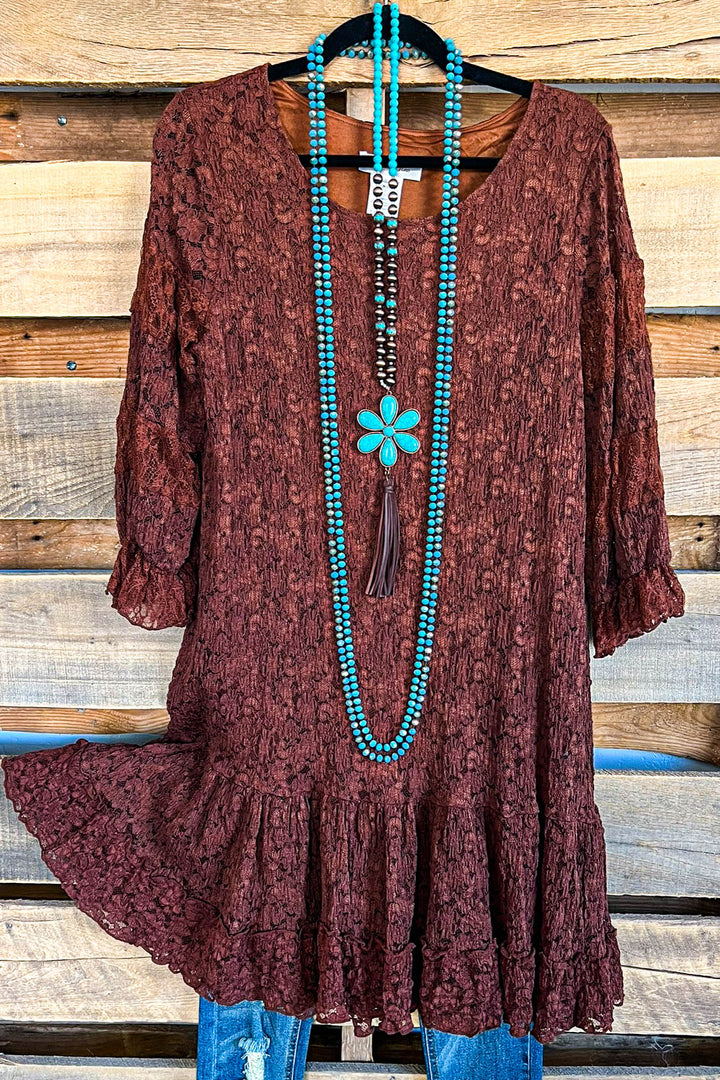 Swept Off My Feet Dress - Brown