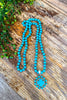 Natural Knotted Howlite Cross Necklace - Turquoise