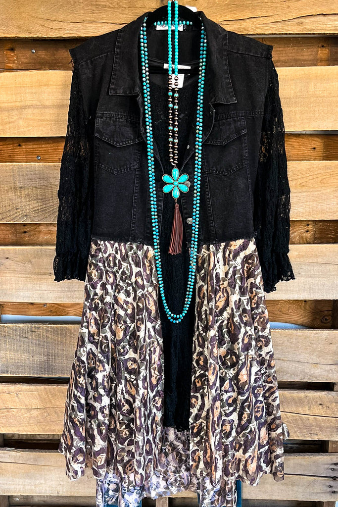 AHB EXCLUSIVE: All The While Vest/Duster  - Black/Leopard - 100% COTTON