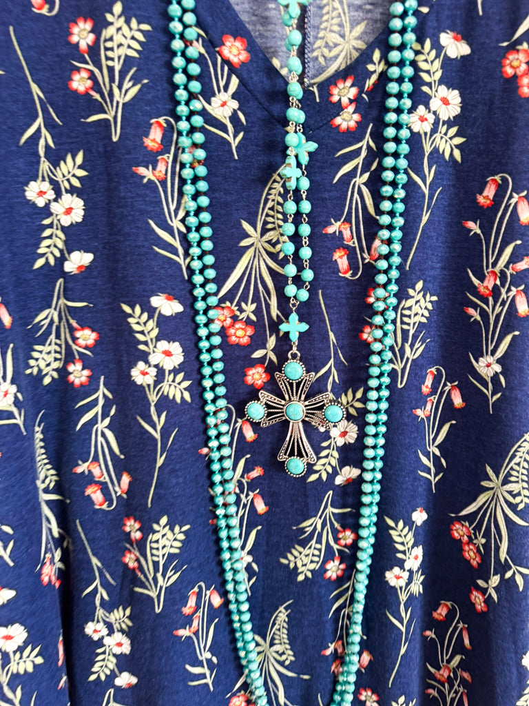 Flowers For Days Top - Navy