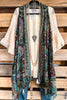 Going With The Flow Thick Stich Vest Kimono - Olive/Blue