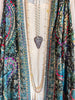 Going With The Flow Thick Stich Vest Kimono - Olive/Blue