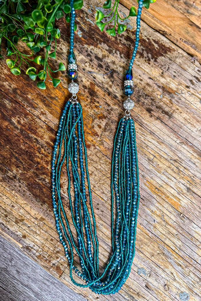 Crystal Chandelier Necklace - Turquoise