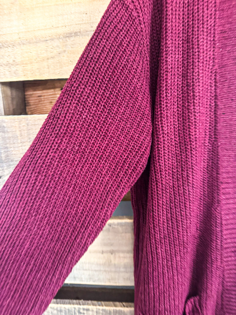 Behind The Gossip Cardigan - Wine
