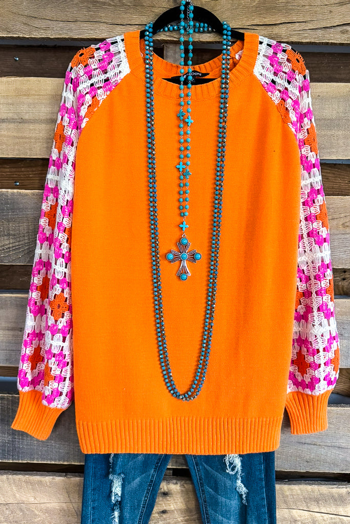 Chasing Wildflowers Sweater - Orange - SALE