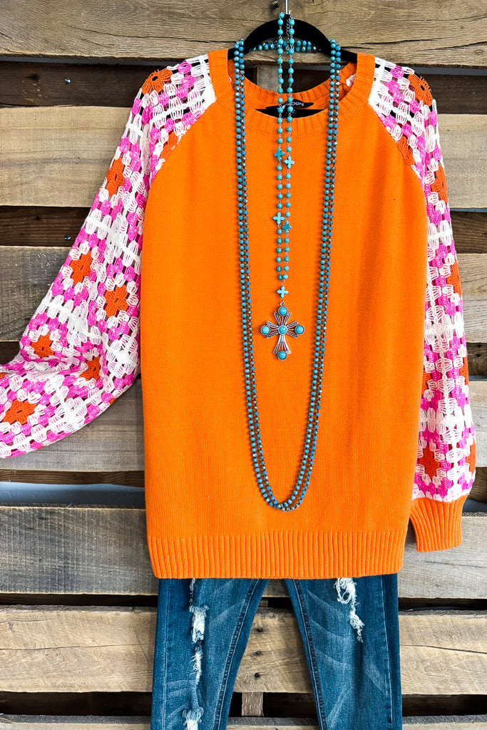 Chasing Wildflowers Sweater - Orange - SALE