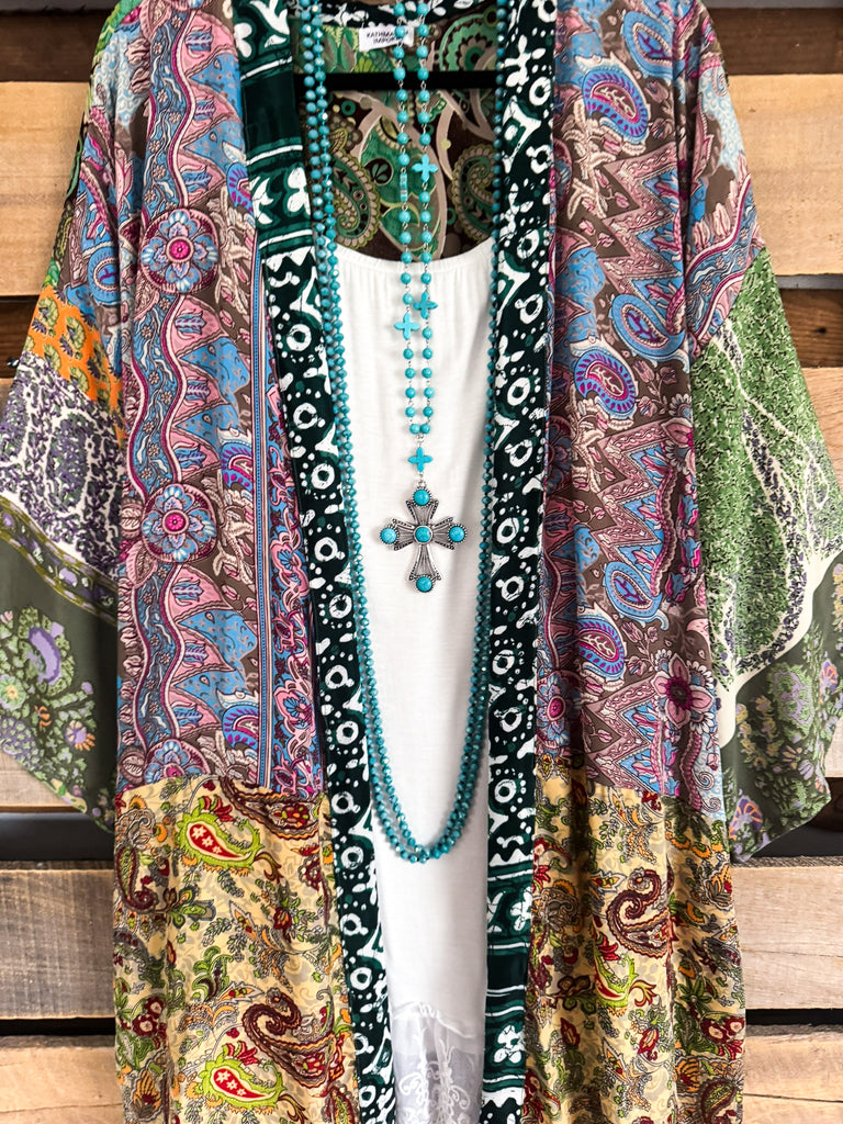 Making Wishes Kimono - Green/Multi