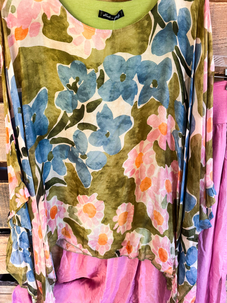 PRE ORDER Meadow Green Silk Blend Stretch Top – Made in Italy (Sold Separately)