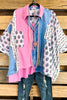 Turning Heads OVERSIZED Tunic - Pink/Blue - COTTON BLEND