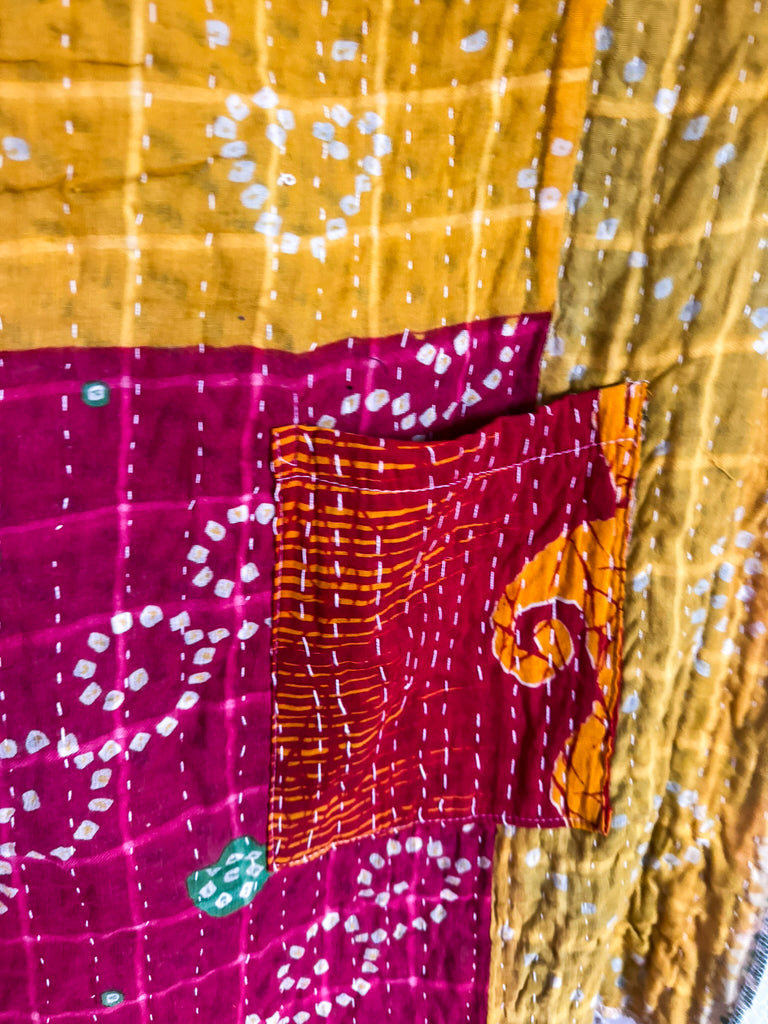 NATURAL FABRIC: Assorted Feelings Tie Front Kimono - Orange/Yellow Back - 100% Cotton