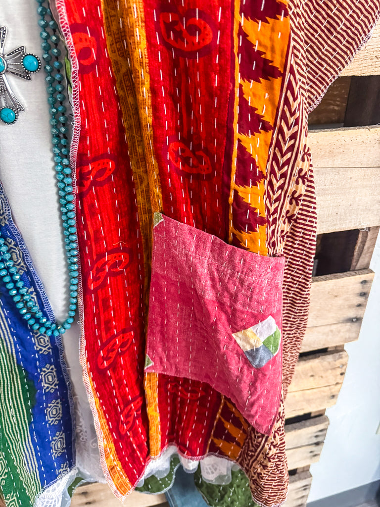 NATURAL FABRIC: Assorted Feelings Tie Front Kimono - Yellow Back 100% COTTON