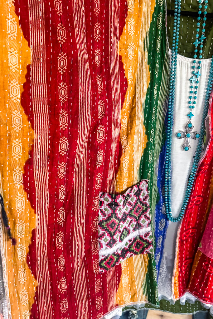 NATURAL FABRIC: Assorted Feelings Tie Front Kimono - Yellow Back 100% COTTON