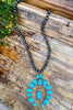 Talk Of The Town Squash Blossom Necklace - Turquoise