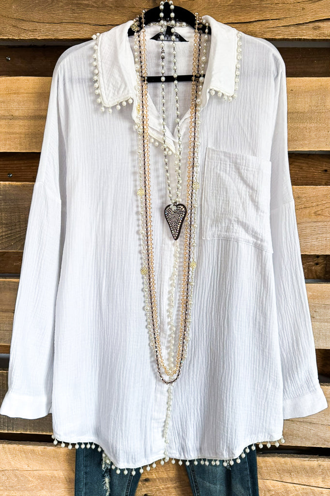 Hidden In The Details Oversized  Tunic - White - 100% COTTON