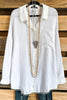 Hidden In The Details Oversized  Tunic - White - 100% COTTON