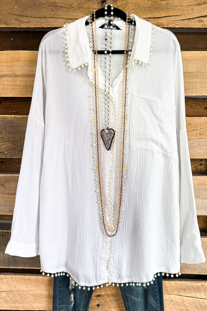 Hidden In The Details Oversized  Tunic - White - 100% COTTON