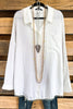 Hidden In The Details Oversized  Tunic - White - 100% COTTON