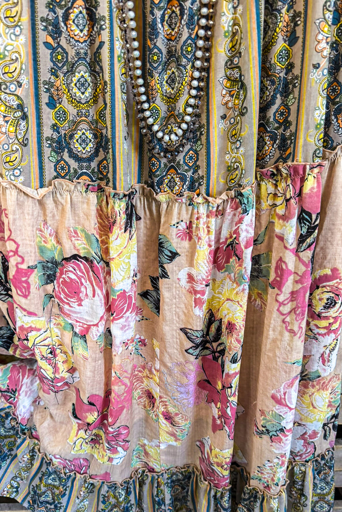 Floral Reverie Maxi Dress - Pink Beige