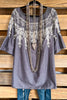 All Tangled Up Top - Grey- 100% COTTON