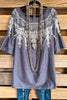 All Tangled Up Top - Grey- 100% COTTON