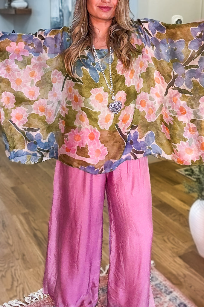 PRE ORDER Meadow Green Silk Blend Stretch Top – Made in Italy (Sold Separately)