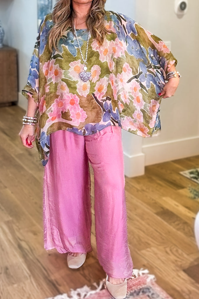 PRE ORDER Meadow Green Silk Blend Stretch Top – Made in Italy (Sold Separately)