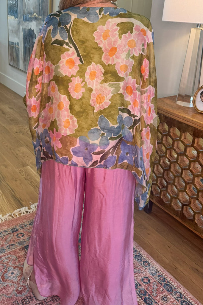 PRE ORDER Meadow Green Silk Blend Stretch Top – Made in Italy (Sold Separately)