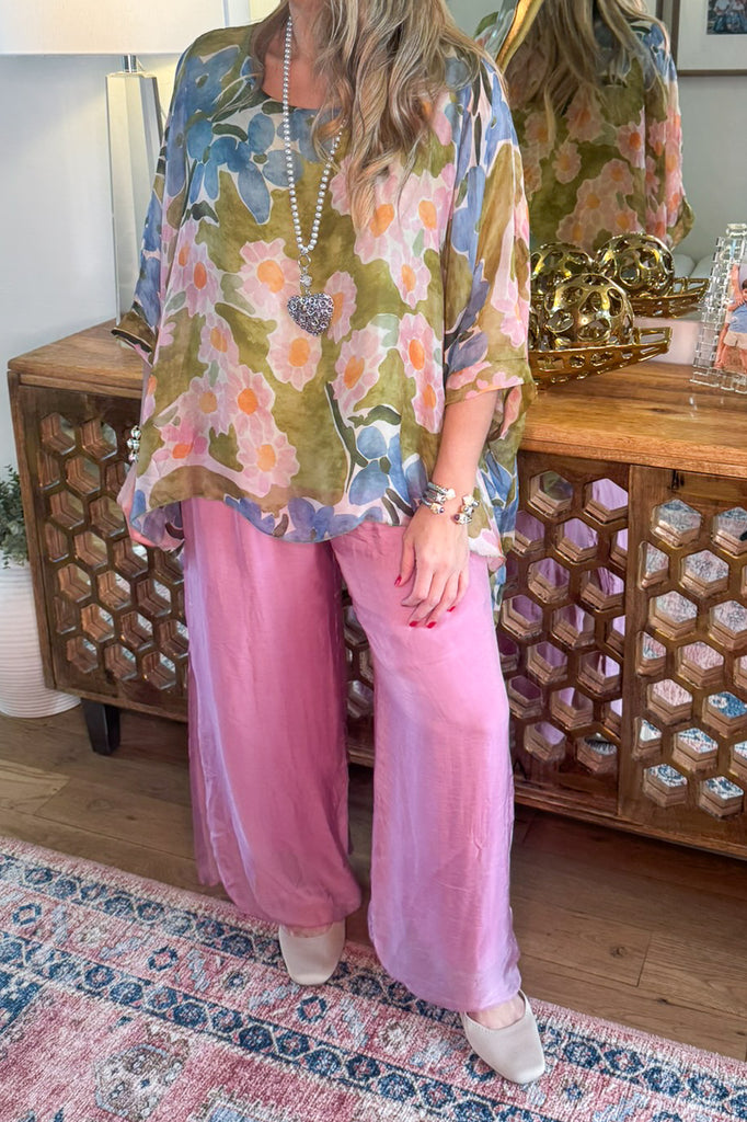 PRE ORDER Meadow Green Silk Blend Stretch Top – Made in Italy (Sold Separately)