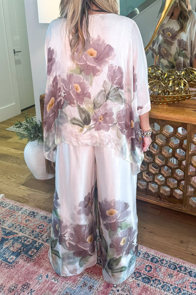 Mystic Garden Silk Blend Stretch Palazzo Pants - Made in Italy (Sold Separately)