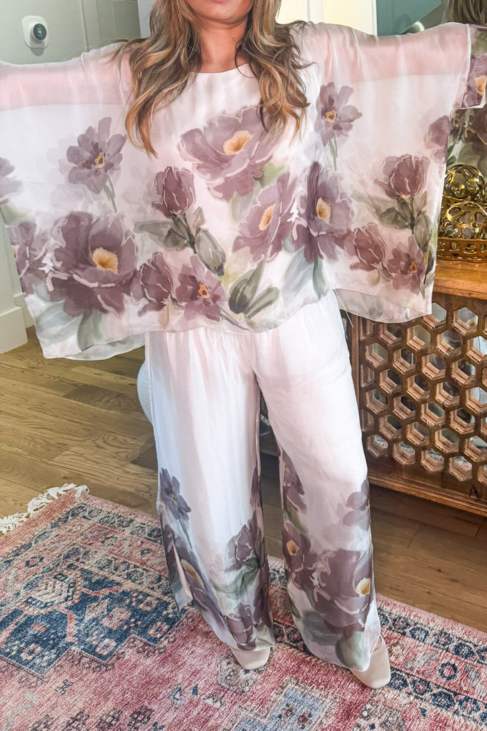 Mystic Garden Silk Blend Stretch Top – Made in Italy