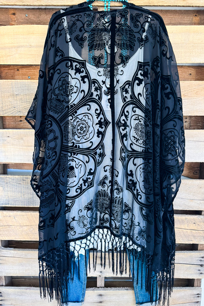 Just You Wait Velvet Kimono - Black